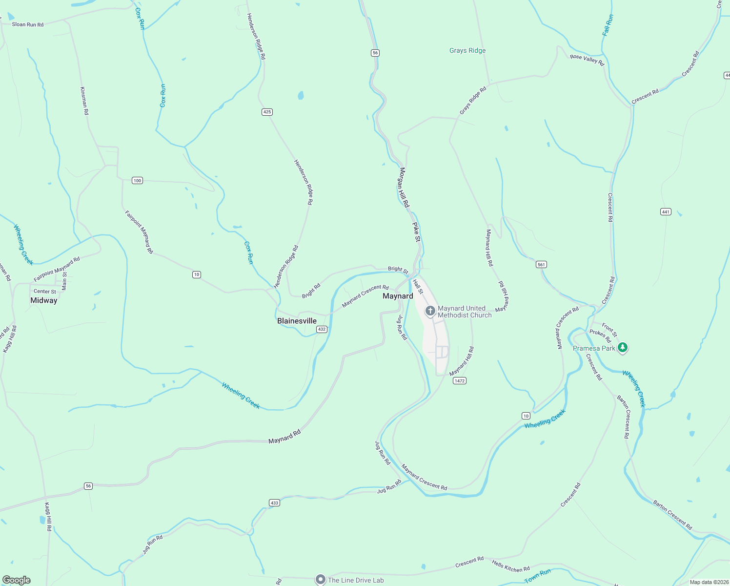 map of restaurants, bars, coffee shops, grocery stores, and more near 50216 Fairpoint Maynard Road in Saint Clairsville