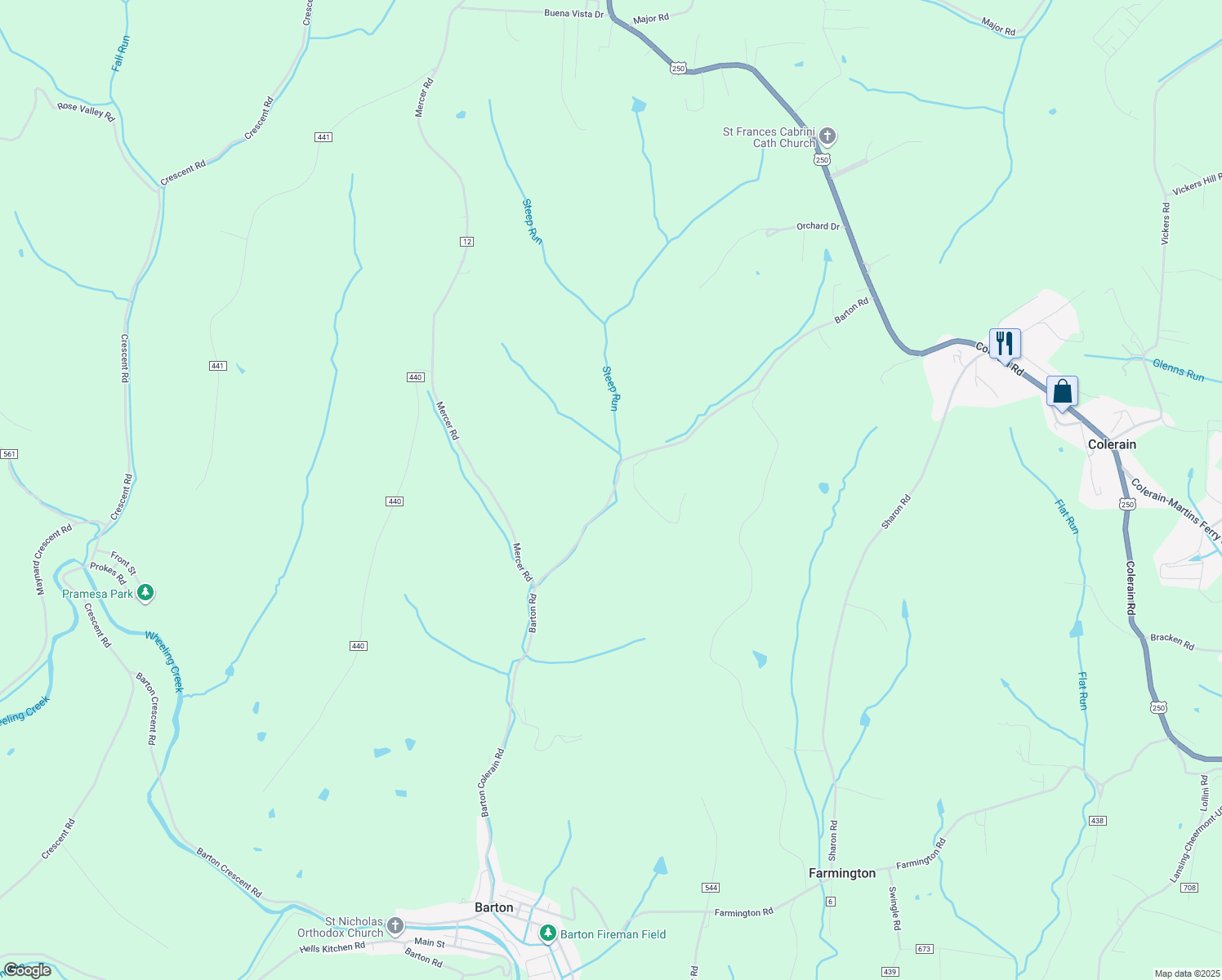 map of restaurants, bars, coffee shops, grocery stores, and more near 71580 Barton Road in Bridgeport