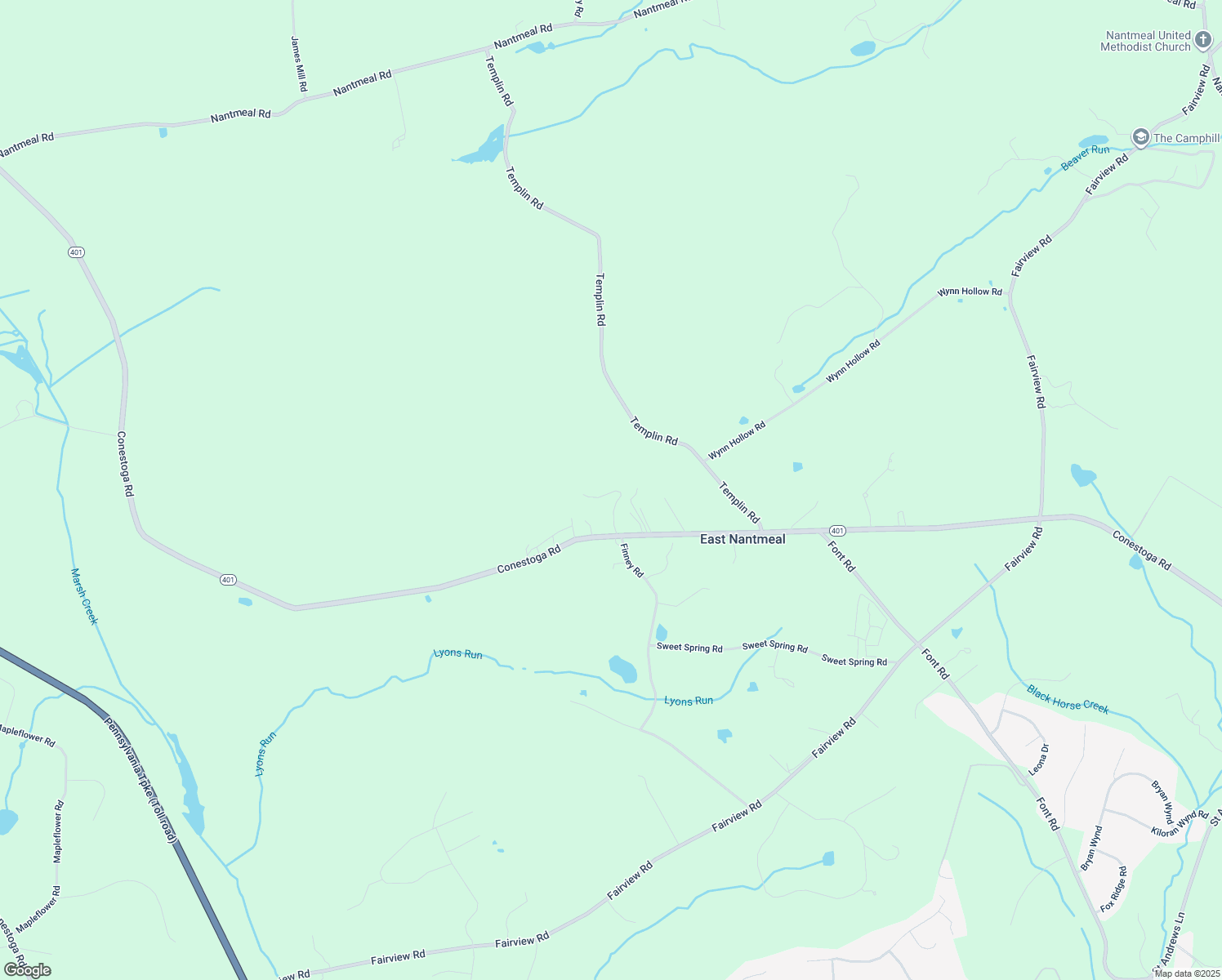 map of restaurants, bars, coffee shops, grocery stores, and more near 3504 Conestoga Road in Glenmoore