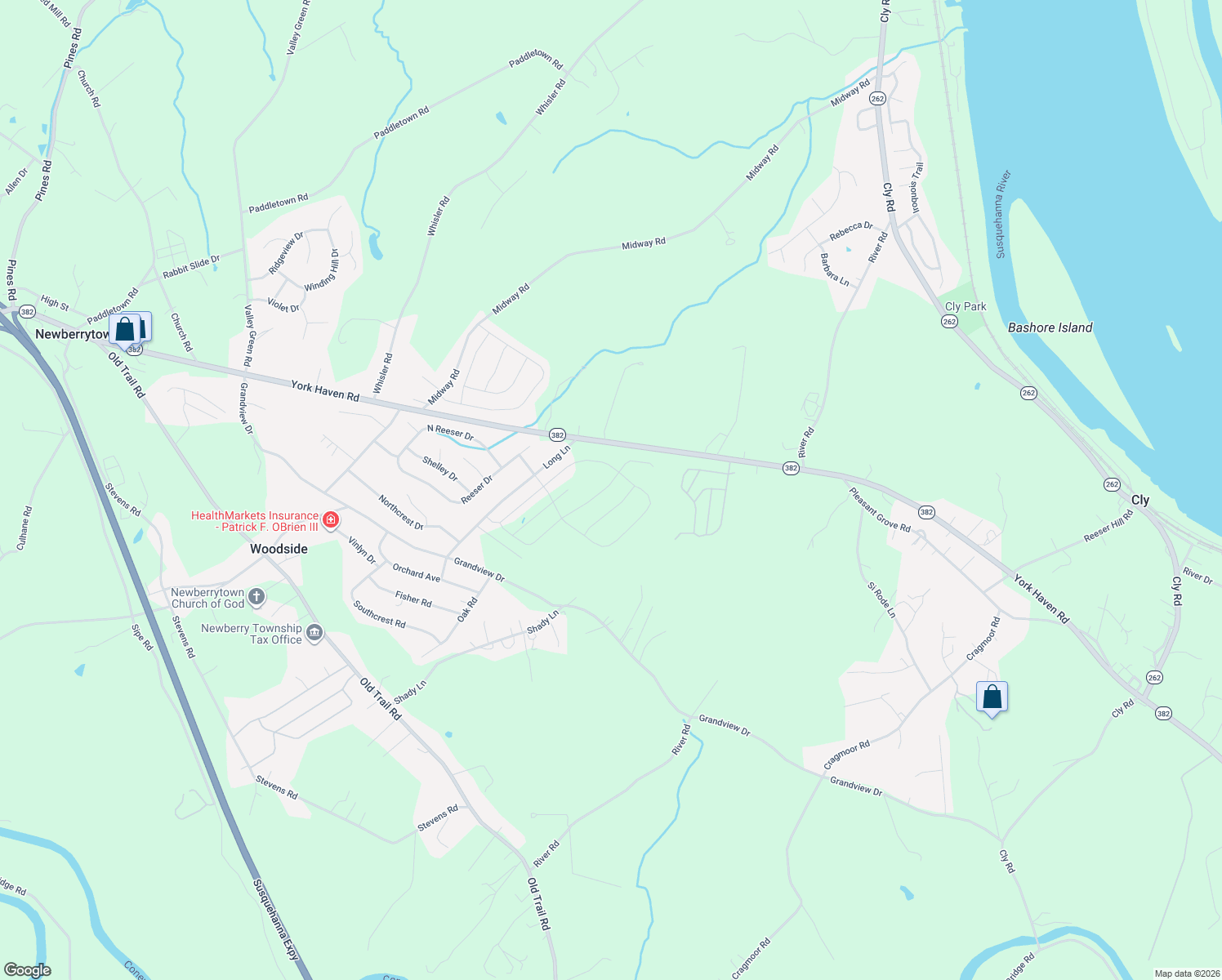 map of restaurants, bars, coffee shops, grocery stores, and more near 145 Thoroughbred Drive in York Haven