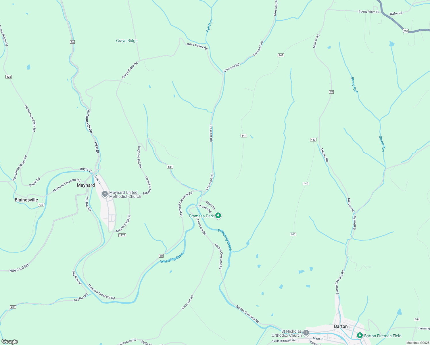 map of restaurants, bars, coffee shops, grocery stores, and more near 71820 Crescent Road in Saint Clairsville