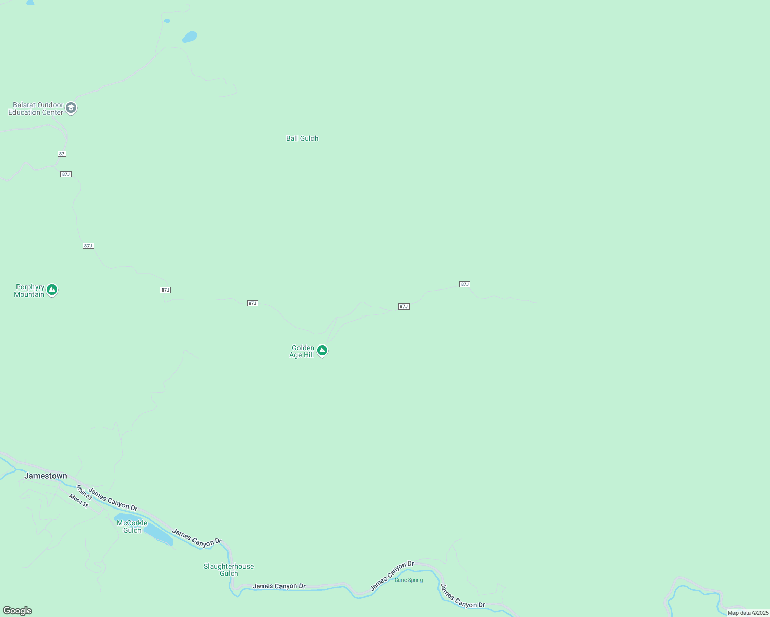 map of restaurants, bars, coffee shops, grocery stores, and more near 1800 County Road 87J in Jamestown