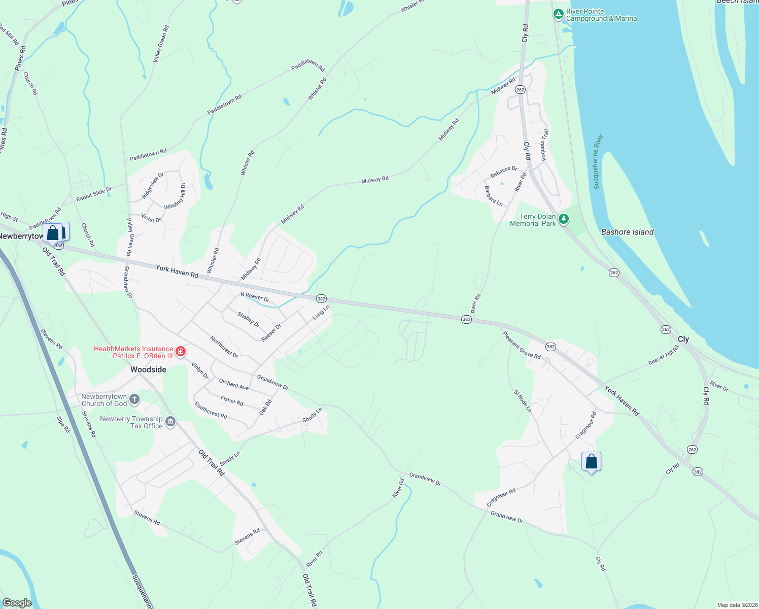 map of restaurants, bars, coffee shops, grocery stores, and more near 1335 York Haven Road in York Haven