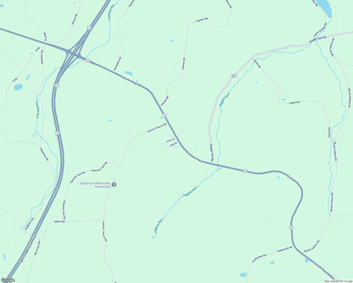 map of restaurants, bars, coffee shops, grocery stores, and more near 155 2nd Street in Stoystown