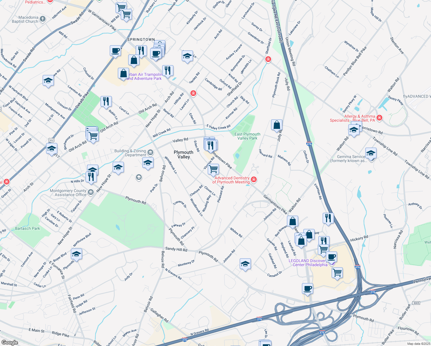 map of restaurants, bars, coffee shops, grocery stores, and more near 810 Erlen Road in Plymouth Meeting
