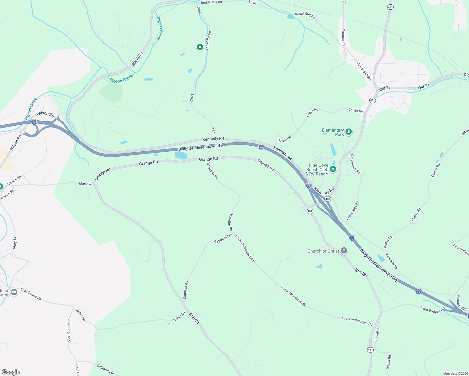 map of restaurants, bars, coffee shops, grocery stores, and more near 52 Wheatley Road in Charleroi