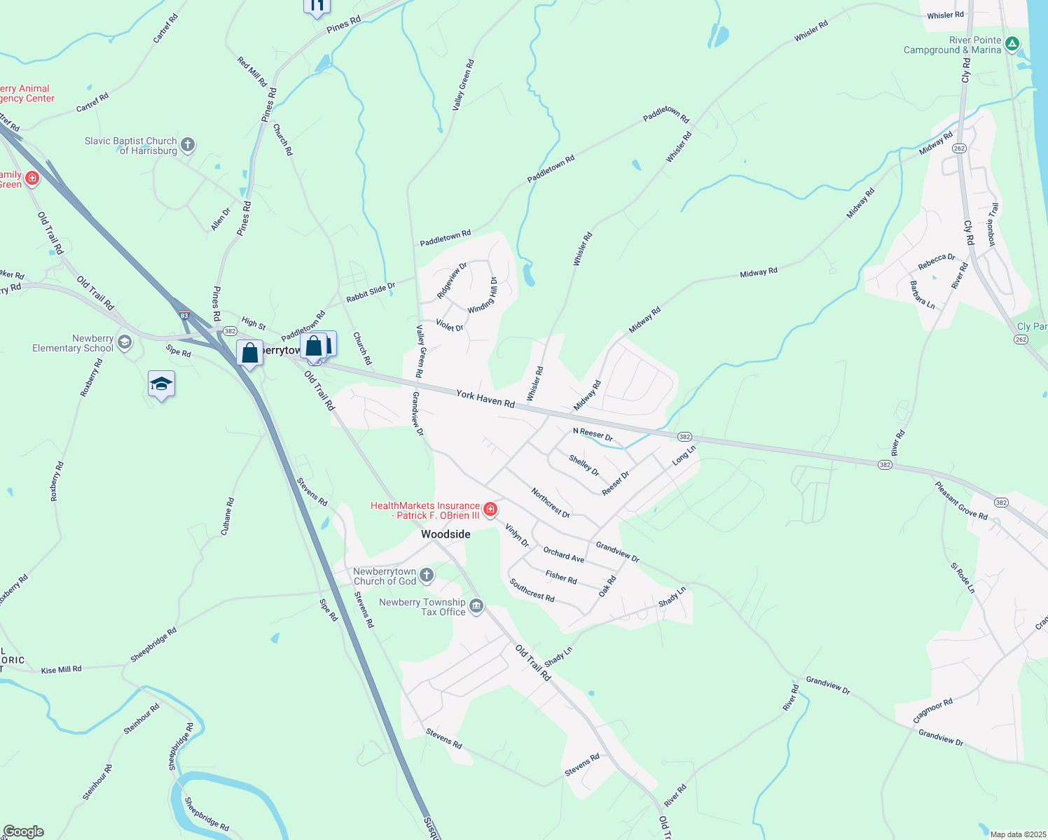 map of restaurants, bars, coffee shops, grocery stores, and more near 30 Apple Orchard Court in York Haven