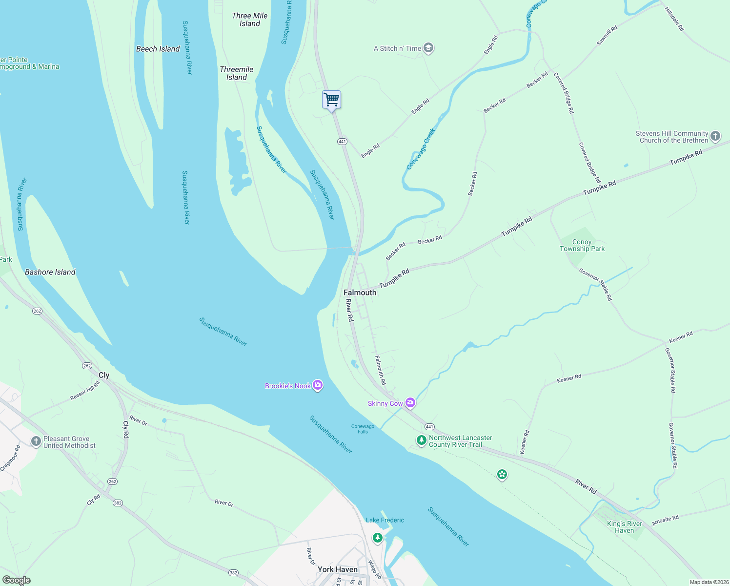 map of restaurants, bars, coffee shops, grocery stores, and more near 209 Falmouth Road in Bainbridge