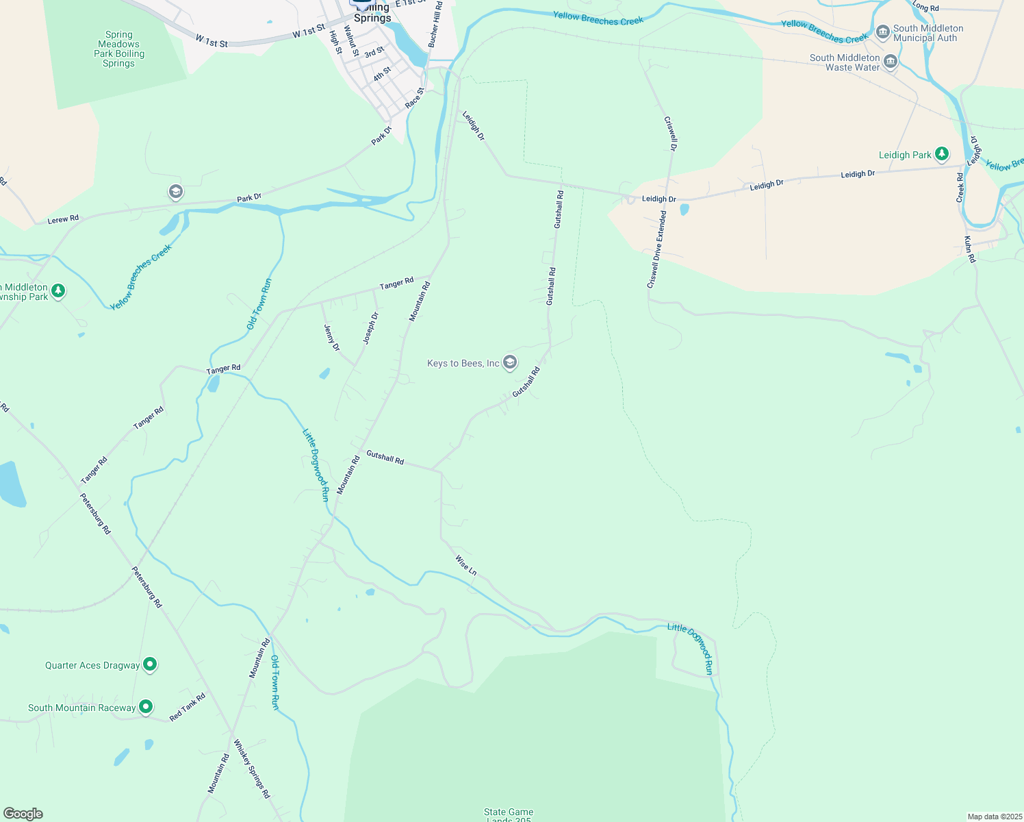 map of restaurants, bars, coffee shops, grocery stores, and more near 625 Gutshall Road in Boiling Springs