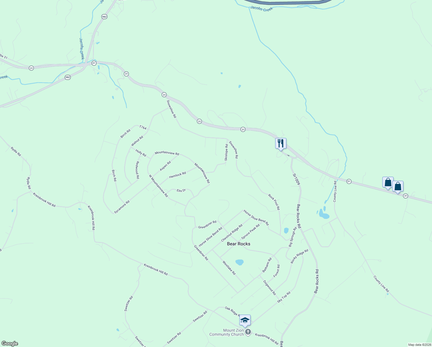 map of restaurants, bars, coffee shops, grocery stores, and more near 1598 Skislope Road in Acme