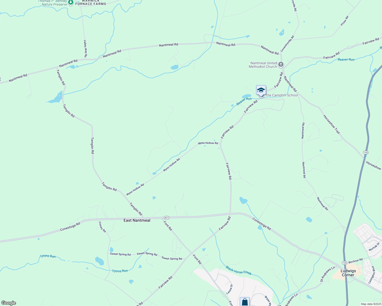 map of restaurants, bars, coffee shops, grocery stores, and more near 252 Wynn Hollow Road in Glenmoore
