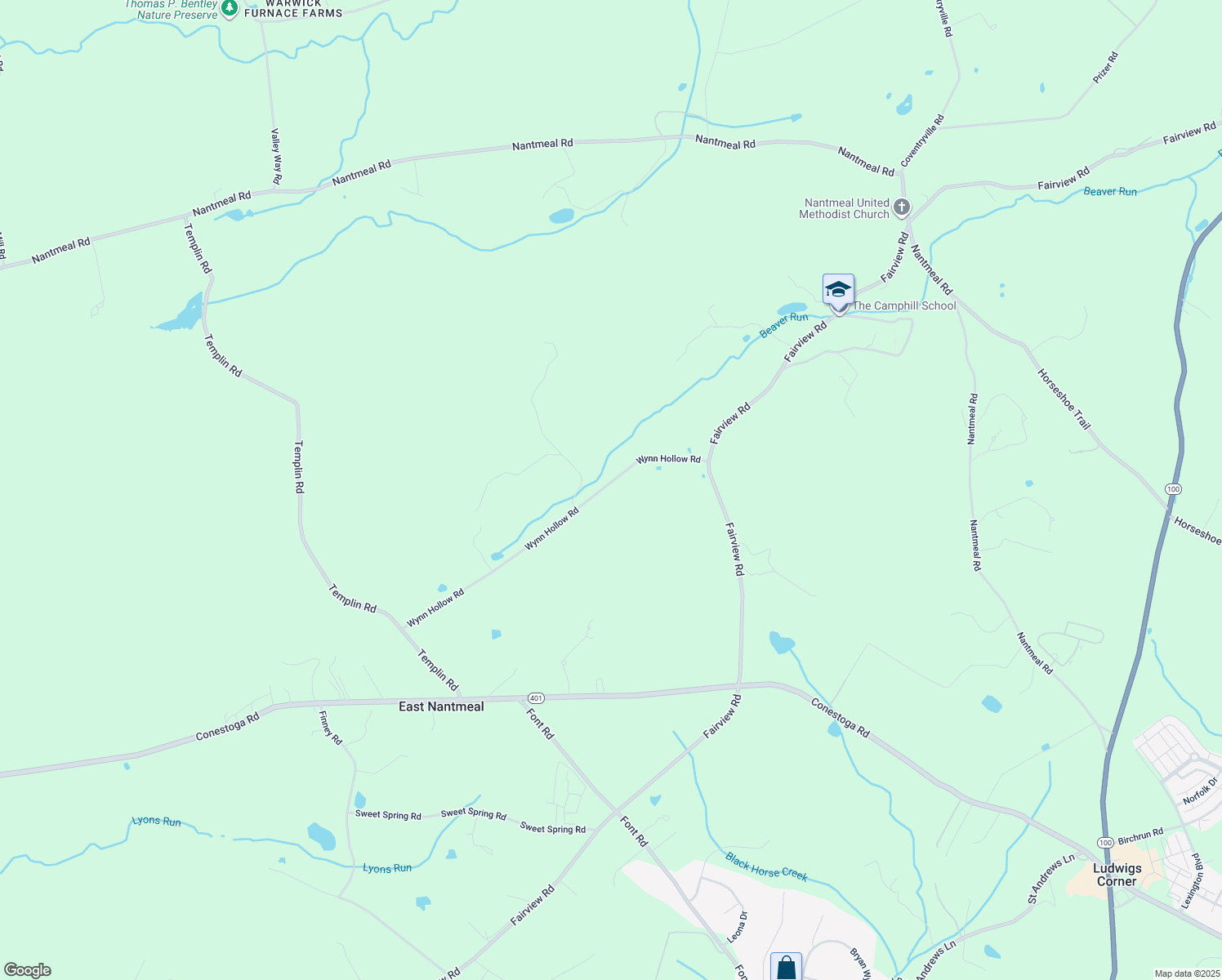 map of restaurants, bars, coffee shops, grocery stores, and more near 252 Wynn Hollow Road in Glenmoore