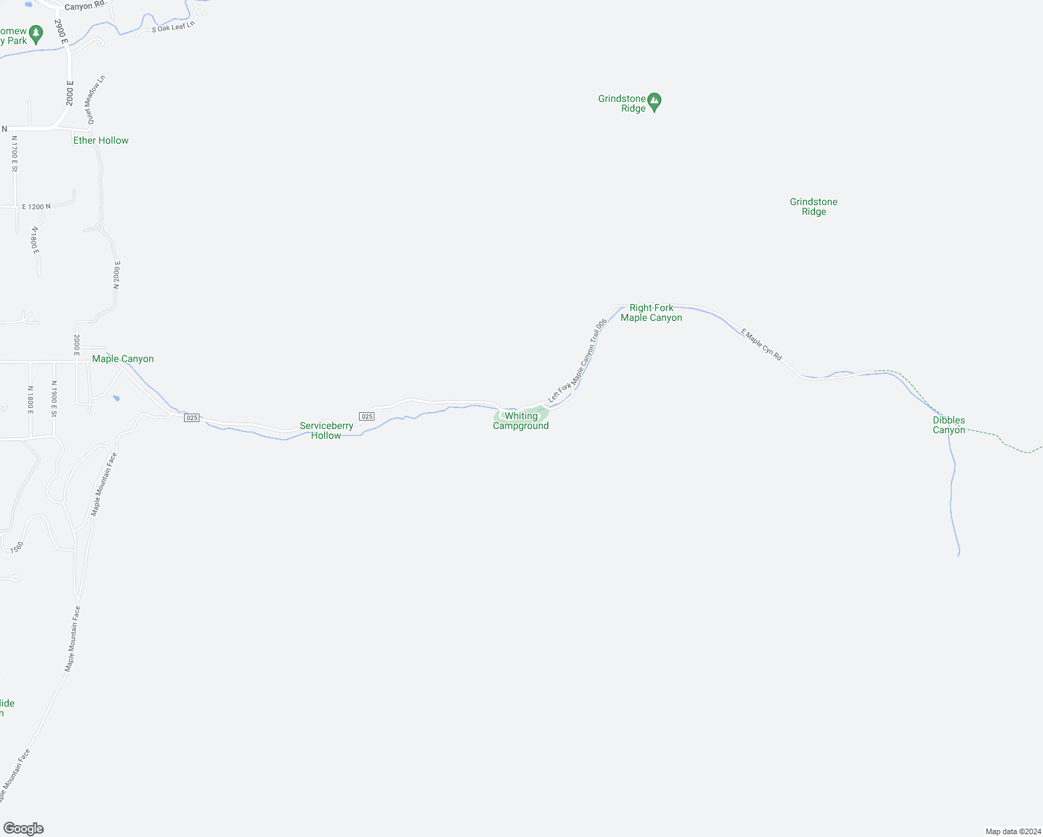 map of restaurants, bars, coffee shops, grocery stores, and more near Maple Canyon Road in Mapleton