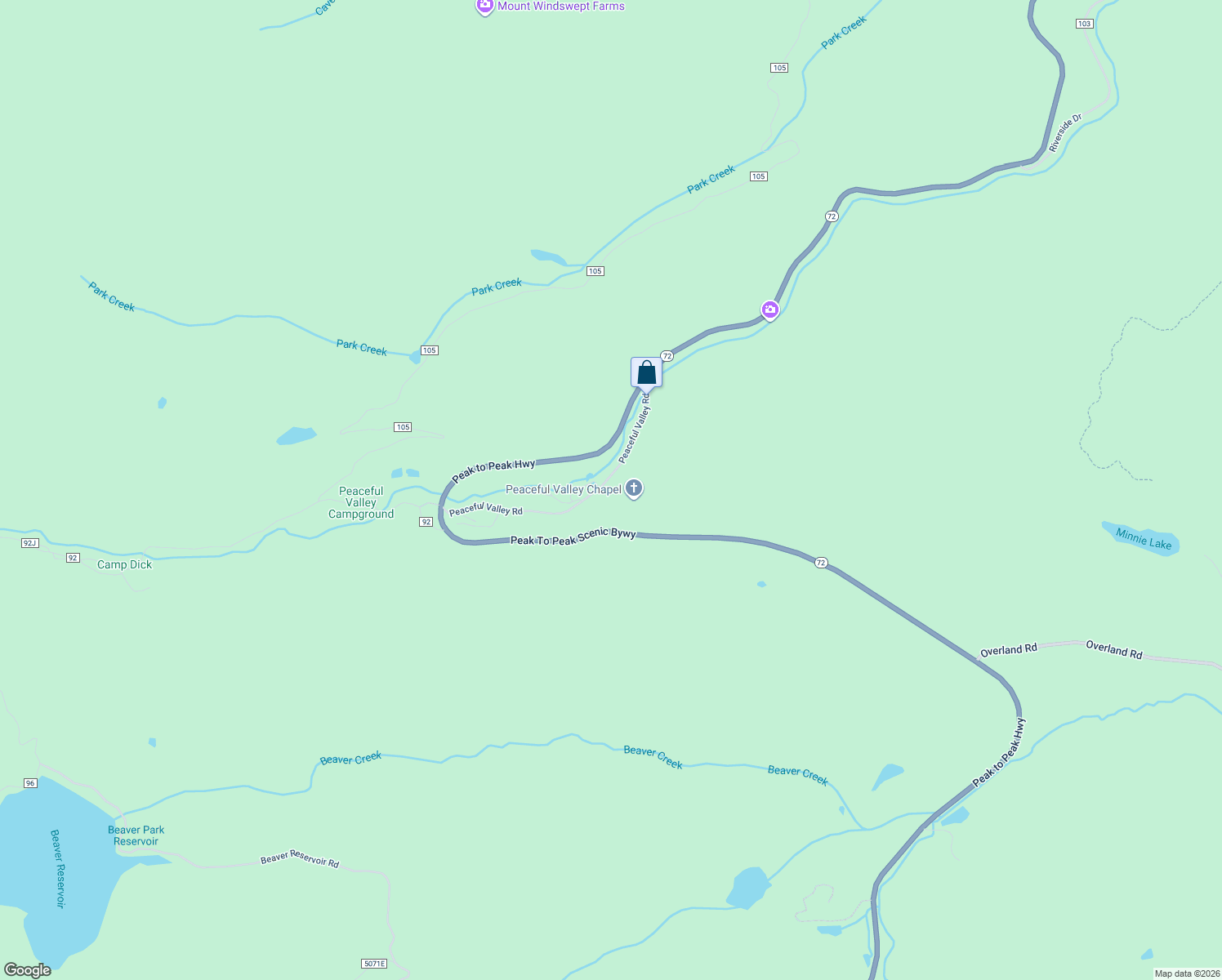 map of restaurants, bars, coffee shops, grocery stores, and more near 450 Peaceful Valley Road in Lyons
