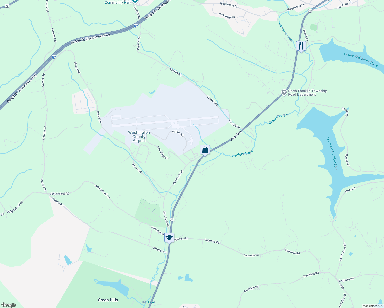 map of restaurants, bars, coffee shops, grocery stores, and more near 25-Z Old Plank Road in Washington