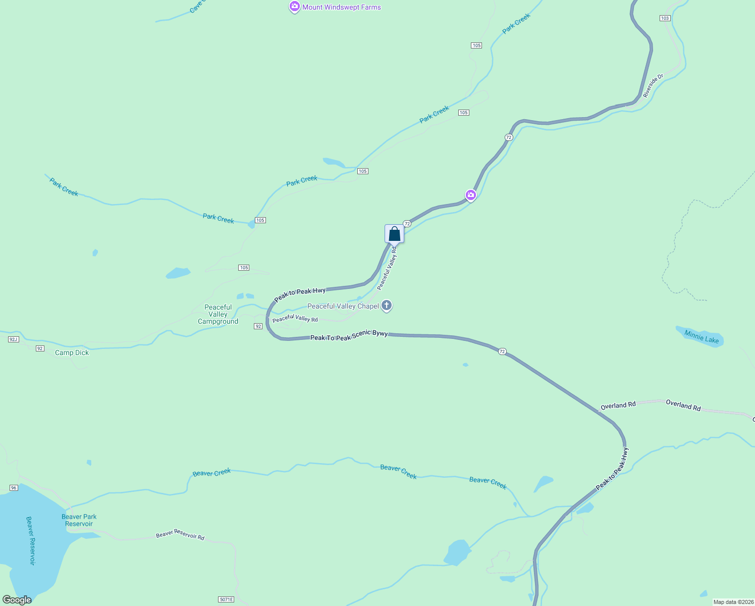 map of restaurants, bars, coffee shops, grocery stores, and more near 450 Peaceful Valley Road in Lyons