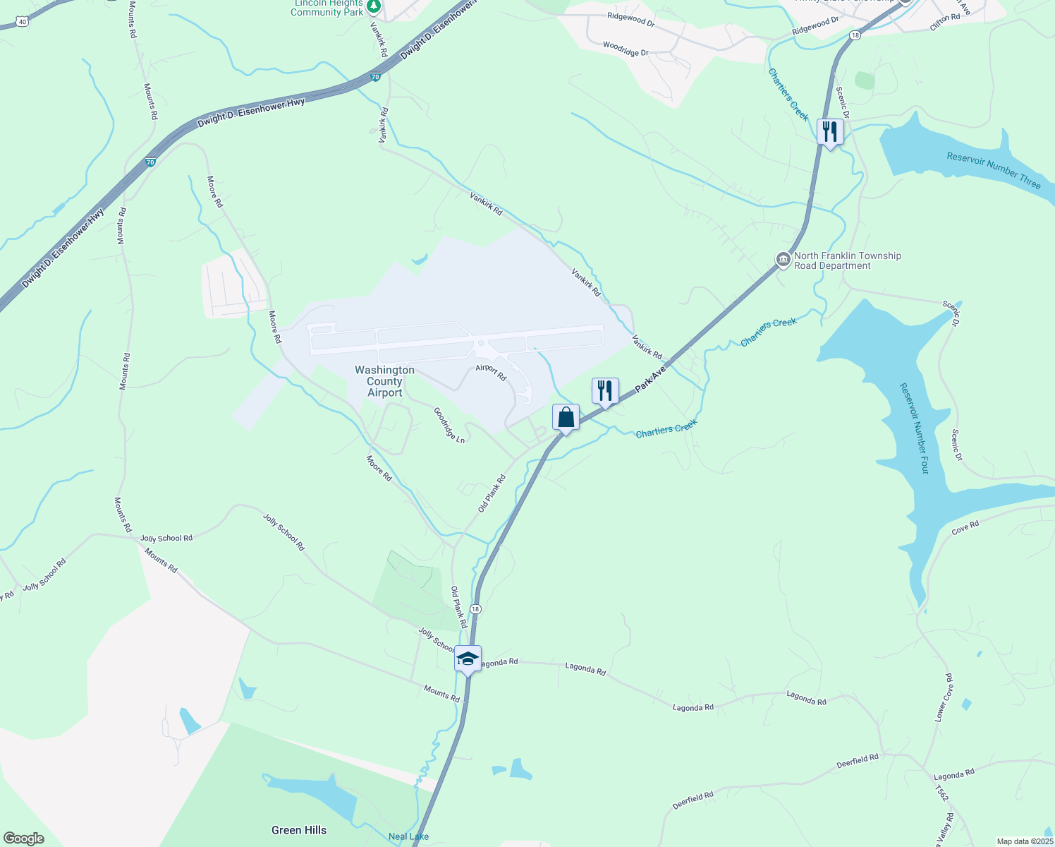 map of restaurants, bars, coffee shops, grocery stores, and more near 25Z Old Plank Road in Washington