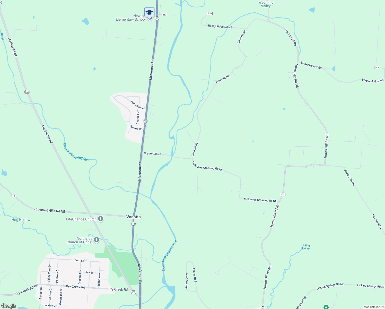 map of restaurants, bars, coffee shops, grocery stores, and more near 5920 Township Highway 252 in Newark