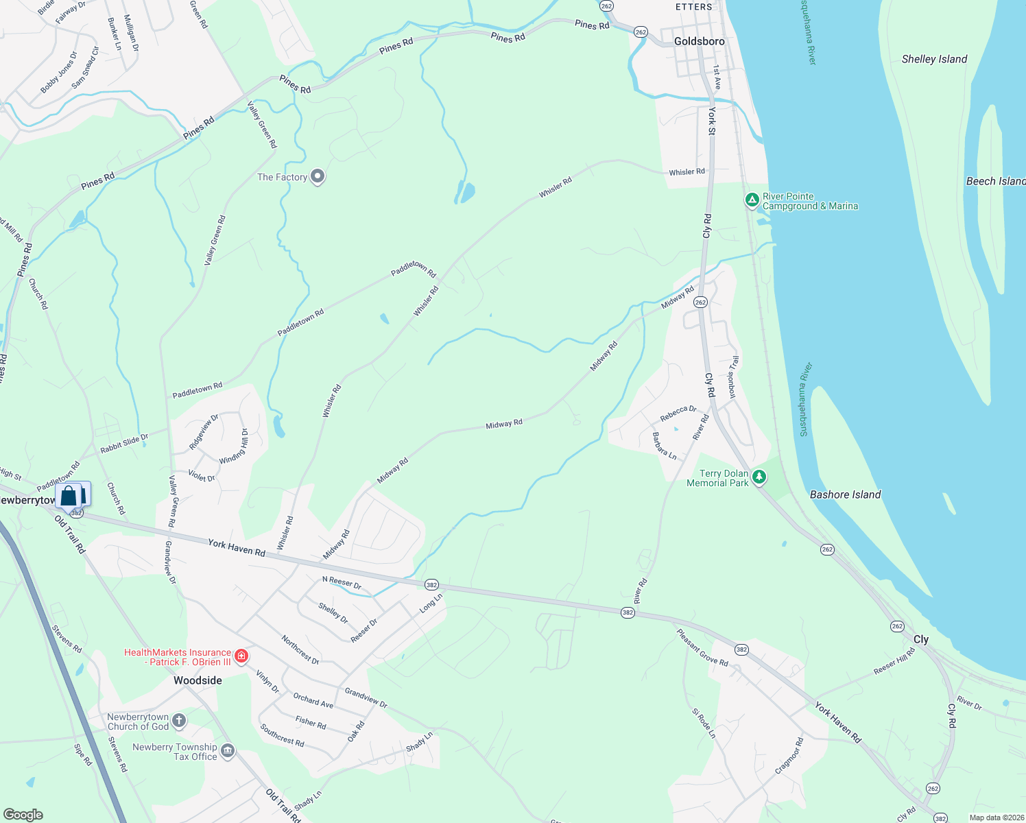 map of restaurants, bars, coffee shops, grocery stores, and more near 315 Midway Road in York Haven