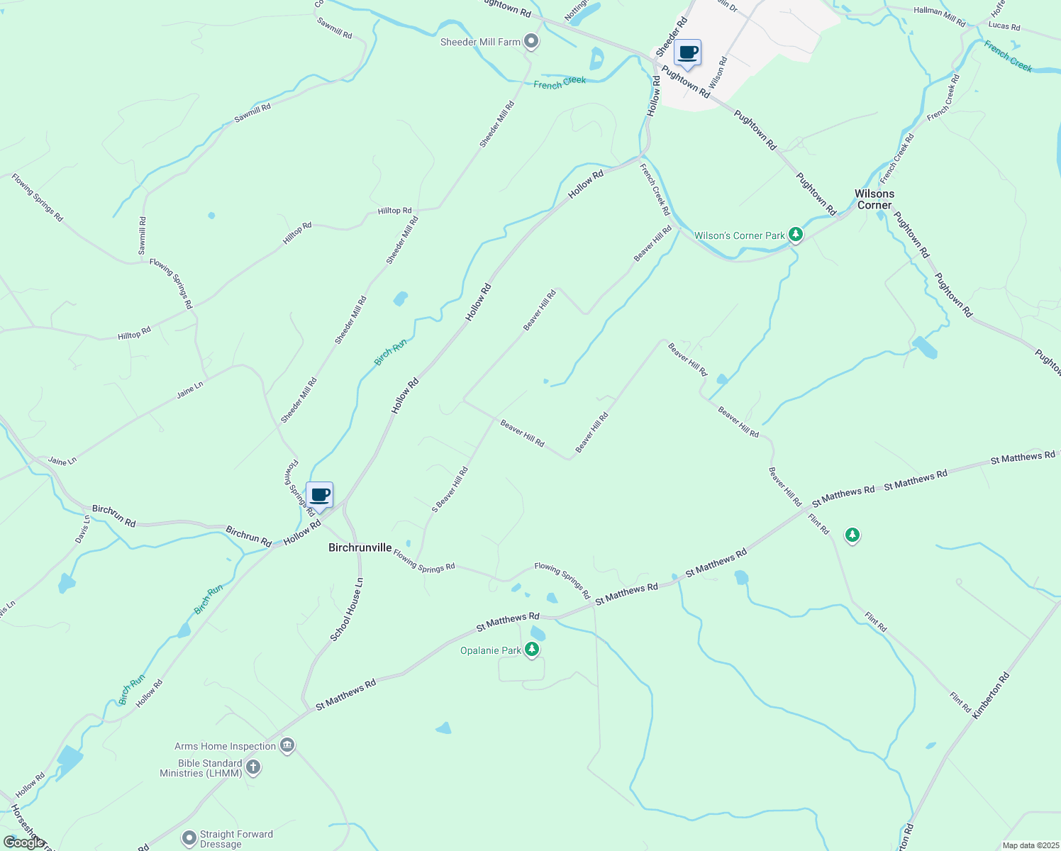 map of restaurants, bars, coffee shops, grocery stores, and more near 2239 Beaver Hill Road in Chester Springs
