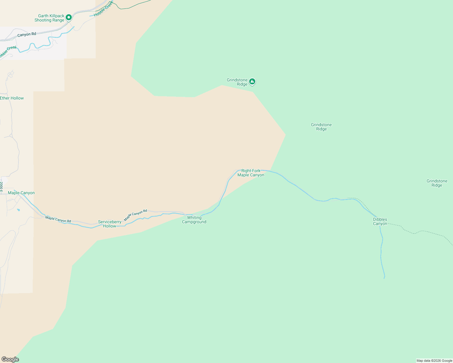 map of restaurants, bars, coffee shops, grocery stores, and more near East Maple Canyon Road in Springville