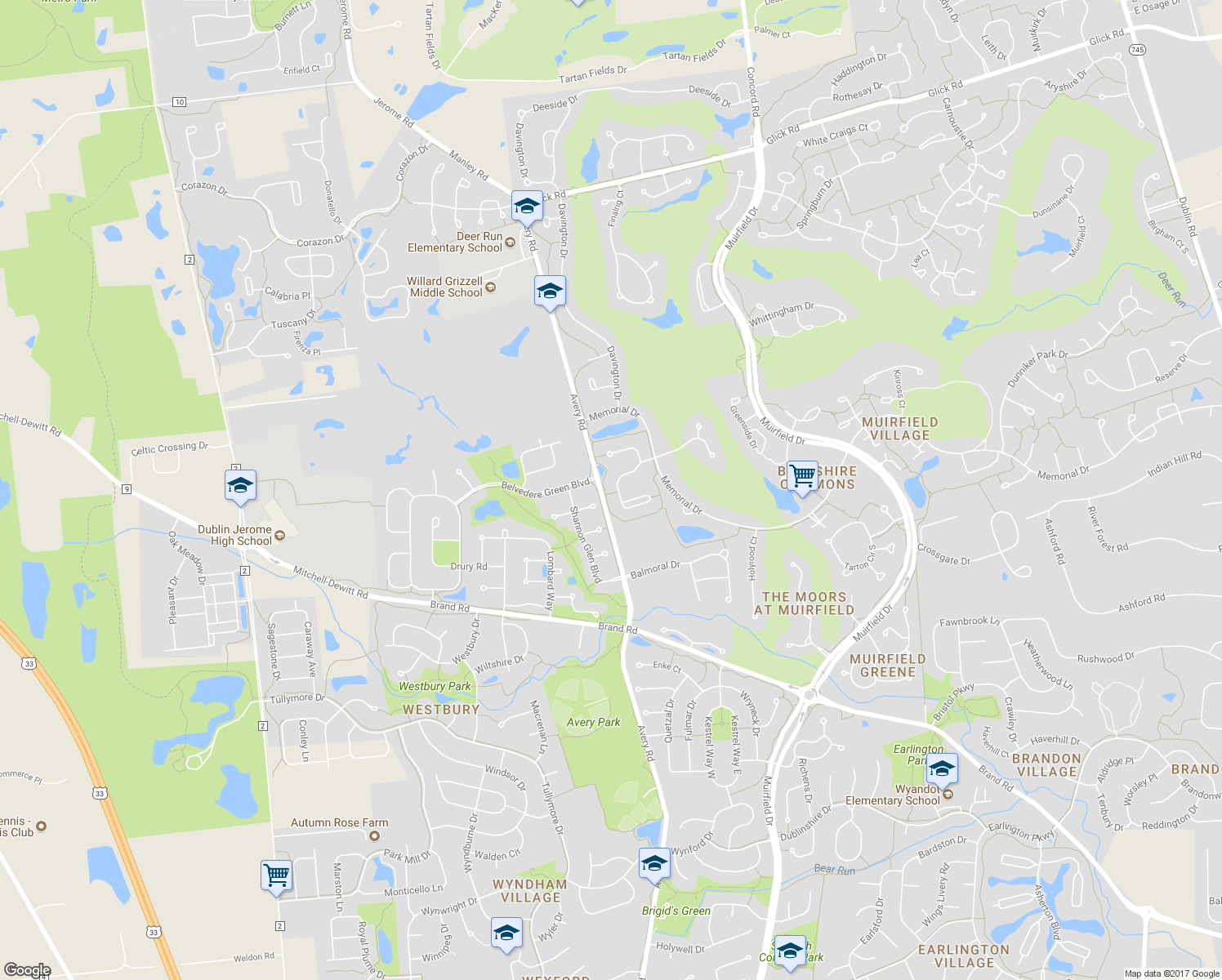 map of restaurants, bars, coffee shops, grocery stores, and more near 6276 Muirloch Dr in Dublin