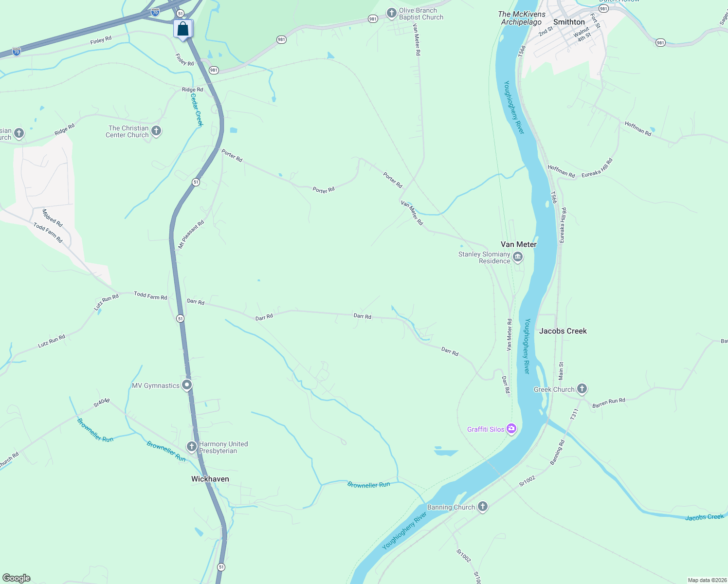 map of restaurants, bars, coffee shops, grocery stores, and more near 113 Flack Road in Belle Vernon