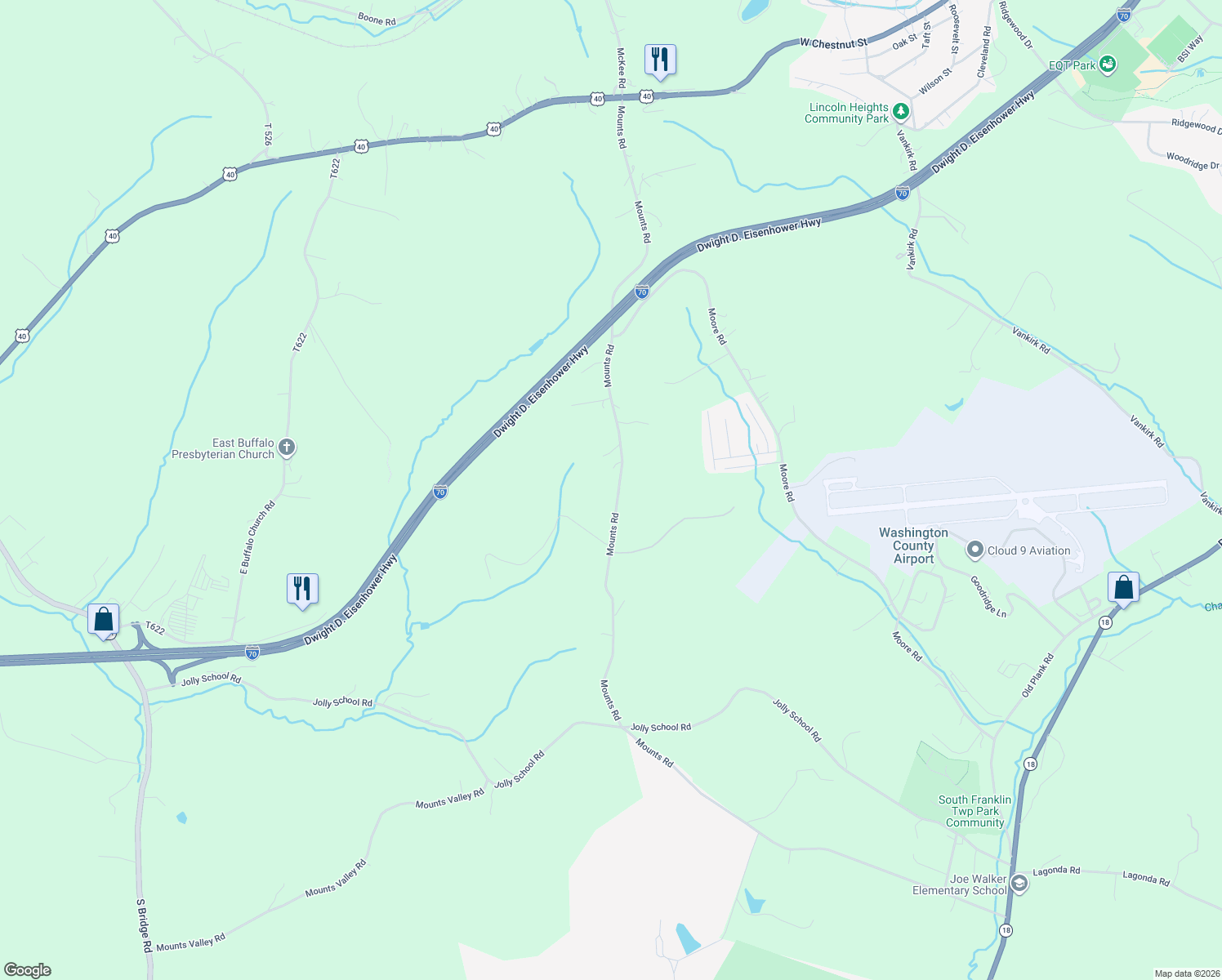 map of restaurants, bars, coffee shops, grocery stores, and more near 826 Mounts Road in Washington