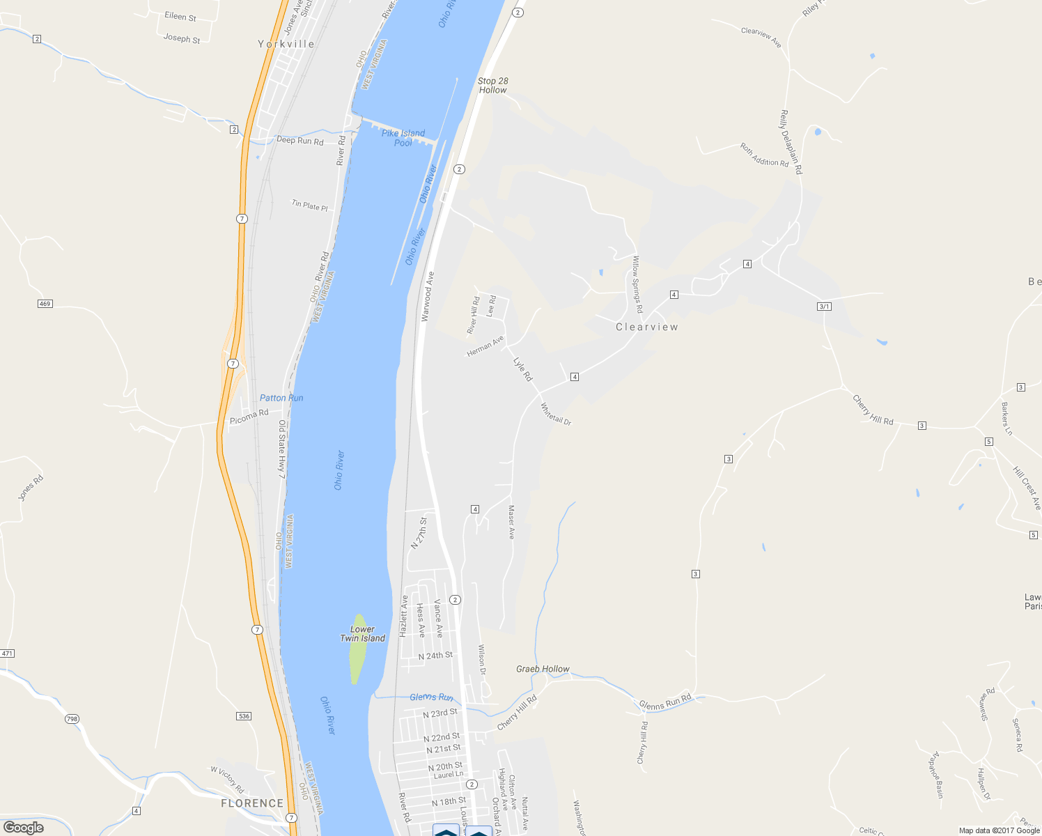 map of restaurants, bars, coffee shops, grocery stores, and more near 149 Clearview Avenue in Wheeling