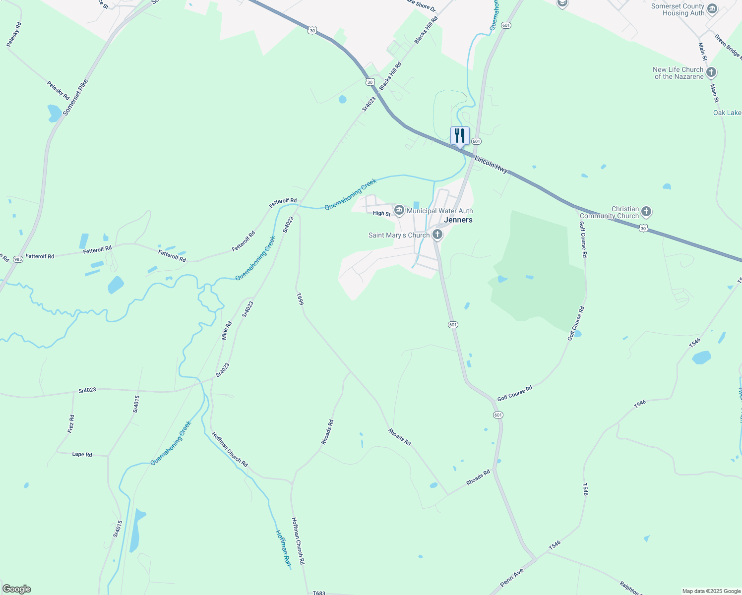 map of restaurants, bars, coffee shops, grocery stores, and more near in Jenners