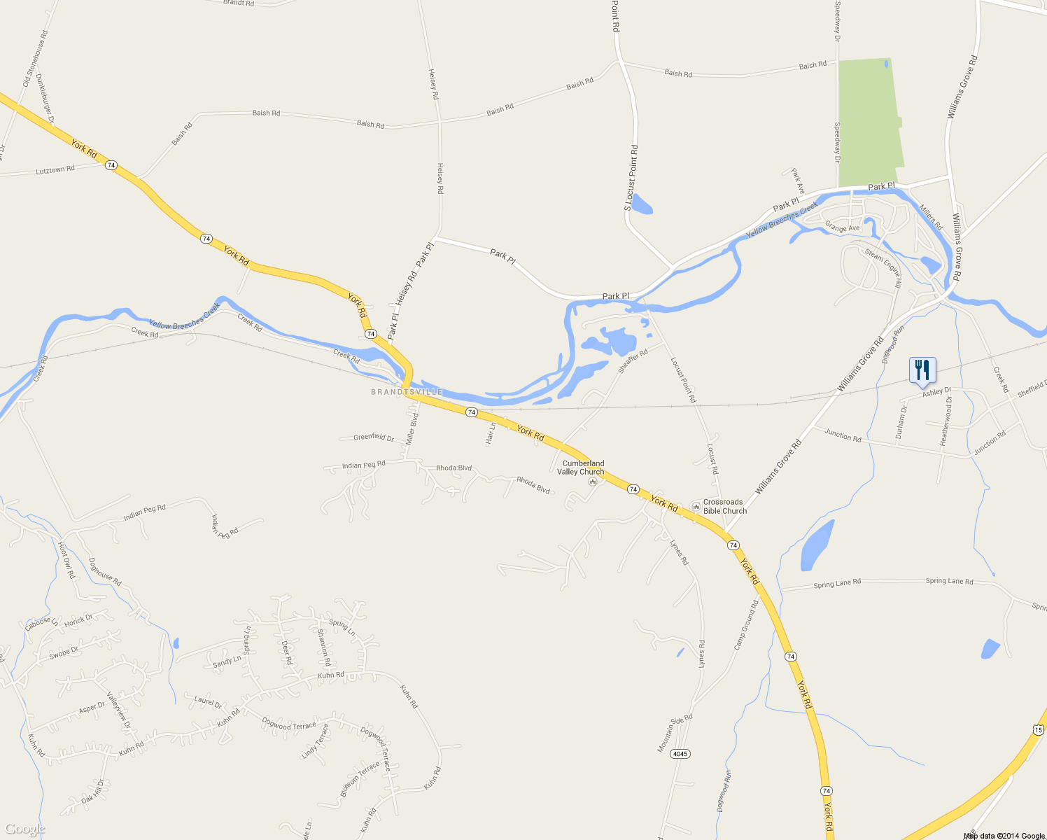map of restaurants, bars, coffee shops, grocery stores, and more near 1116 York Rd in Mechanicsburg