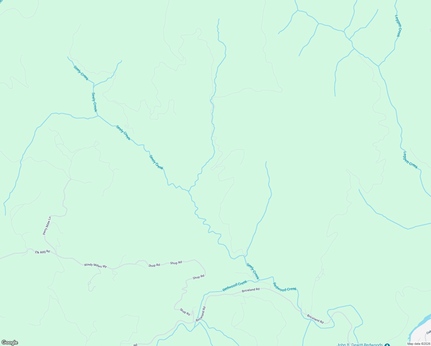 map of restaurants, bars, coffee shops, grocery stores, and more near 209 Seely Creek Rd in Redway