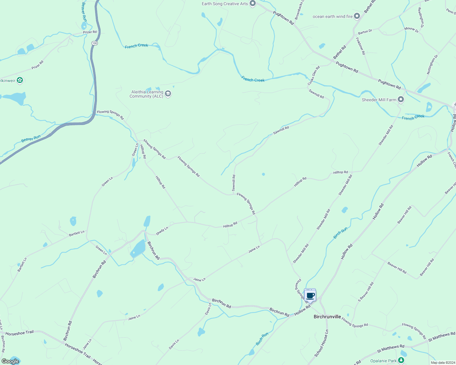 map of restaurants, bars, coffee shops, grocery stores, and more near 1615 Sawmill Road in Spring City