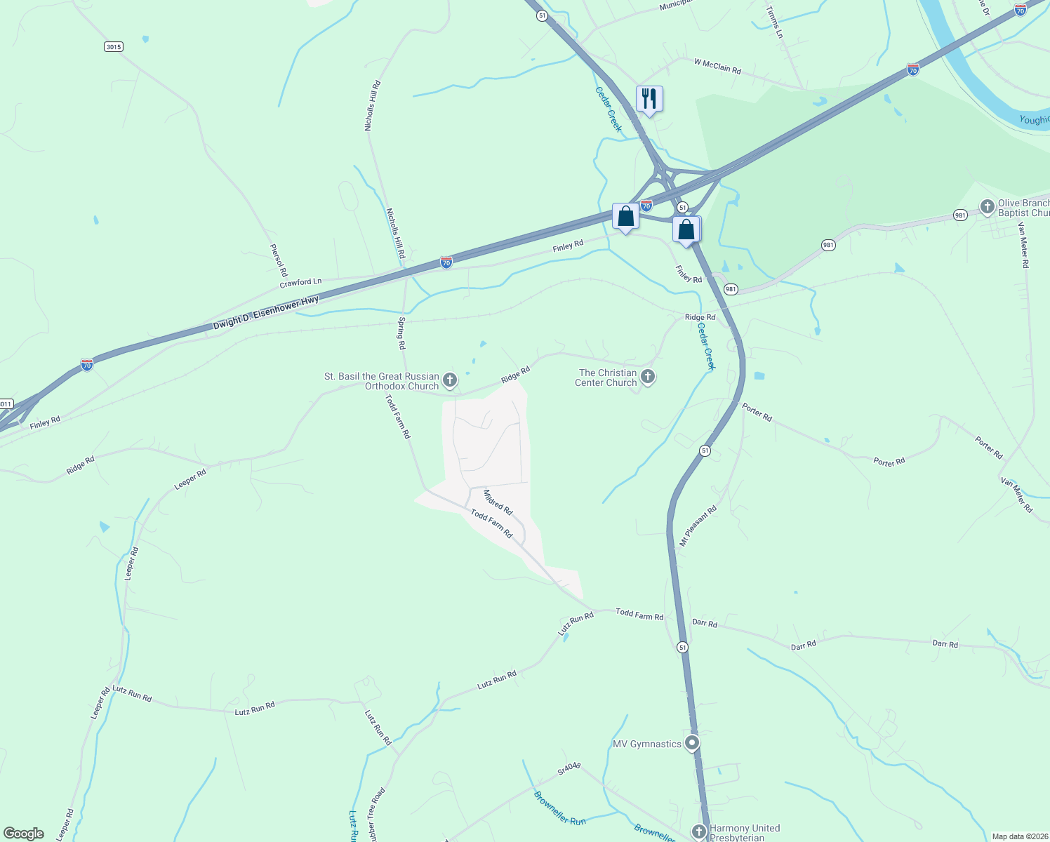 map of restaurants, bars, coffee shops, grocery stores, and more near 112 Alpine Cir in Belle Vernon