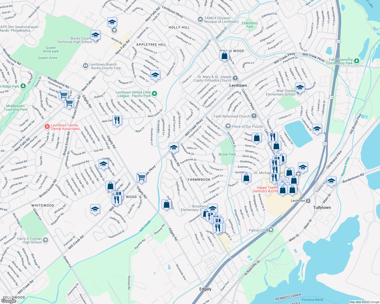 33 Greenbrook Drive, Levittown PA Walk Score