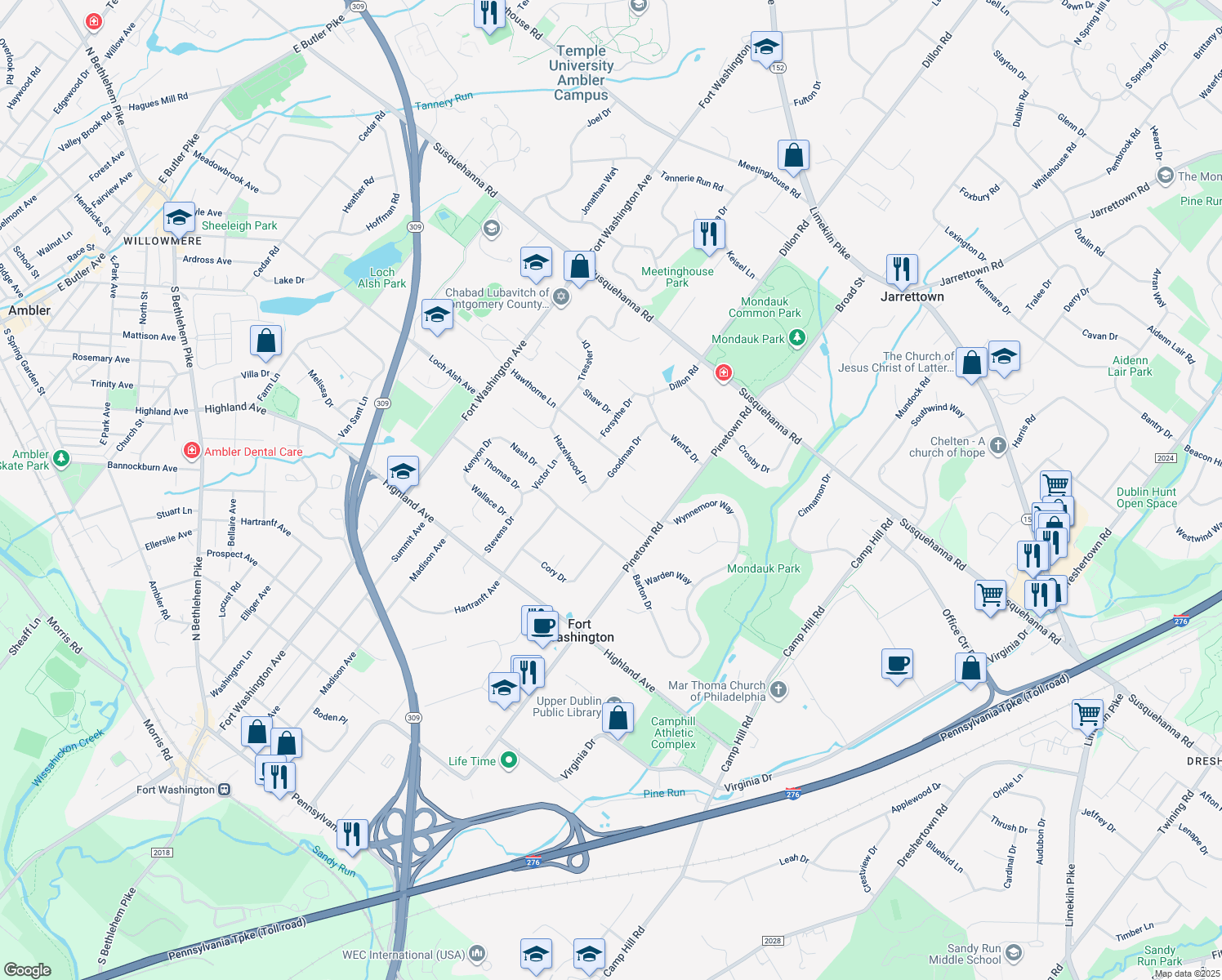 map of restaurants, bars, coffee shops, grocery stores, and more near 1149 Goodman Drive in Fort Washington