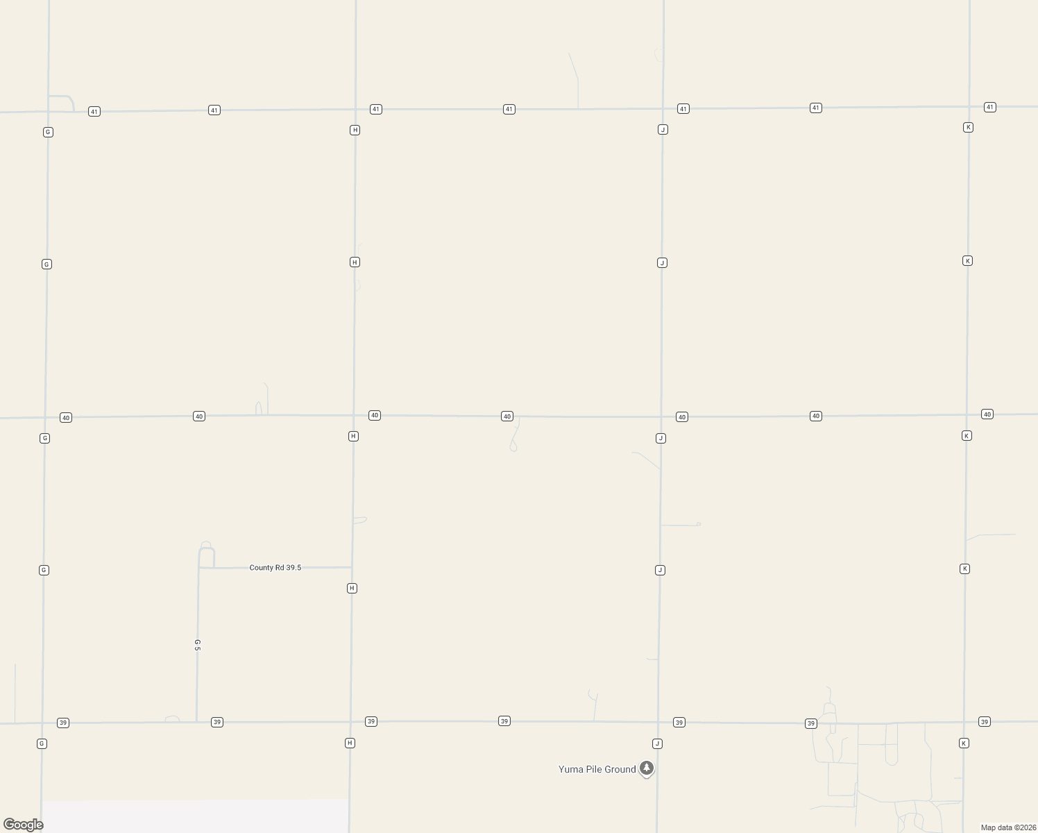 map of restaurants, bars, coffee shops, grocery stores, and more near 7574 County Road 40 in Yuma