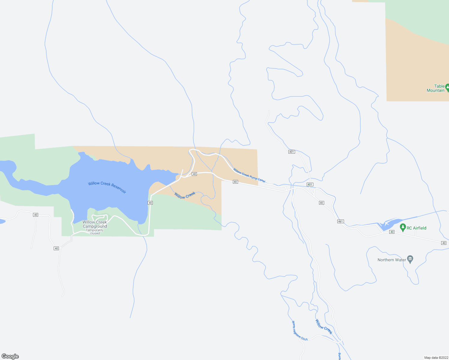 map of restaurants, bars, coffee shops, grocery stores, and more near County Road 40 in Granby