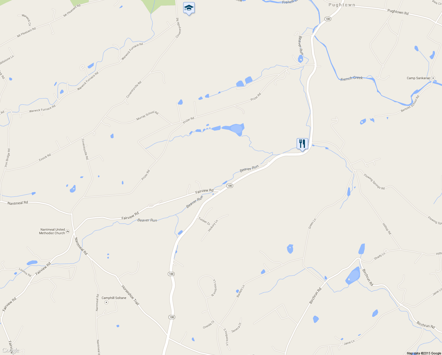 map of restaurants, bars, coffee shops, grocery stores, and more near 2129 Fairview Road in Glenmoore
