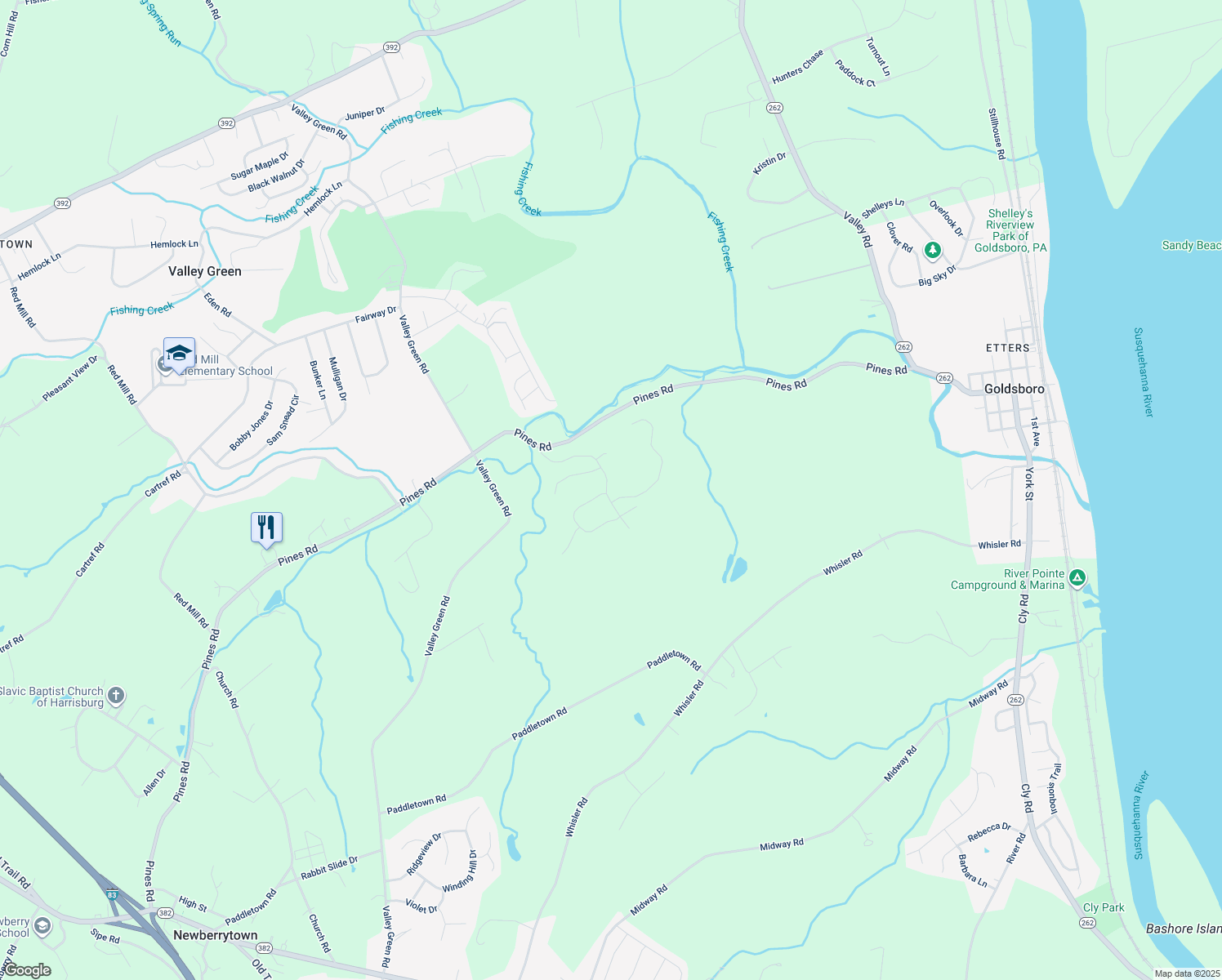 map of restaurants, bars, coffee shops, grocery stores, and more near 145 Scarlet Oak Drive in York County