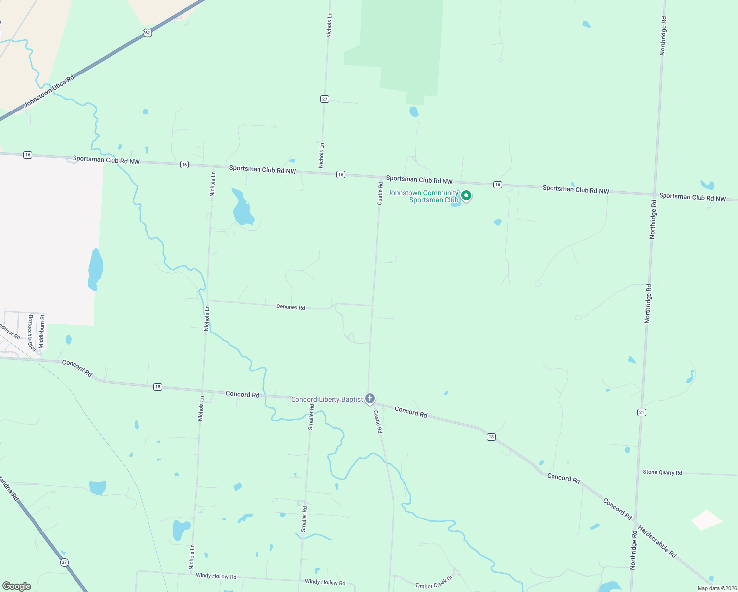 map of restaurants, bars, coffee shops, grocery stores, and more near 6573 Castle Road in Johnstown