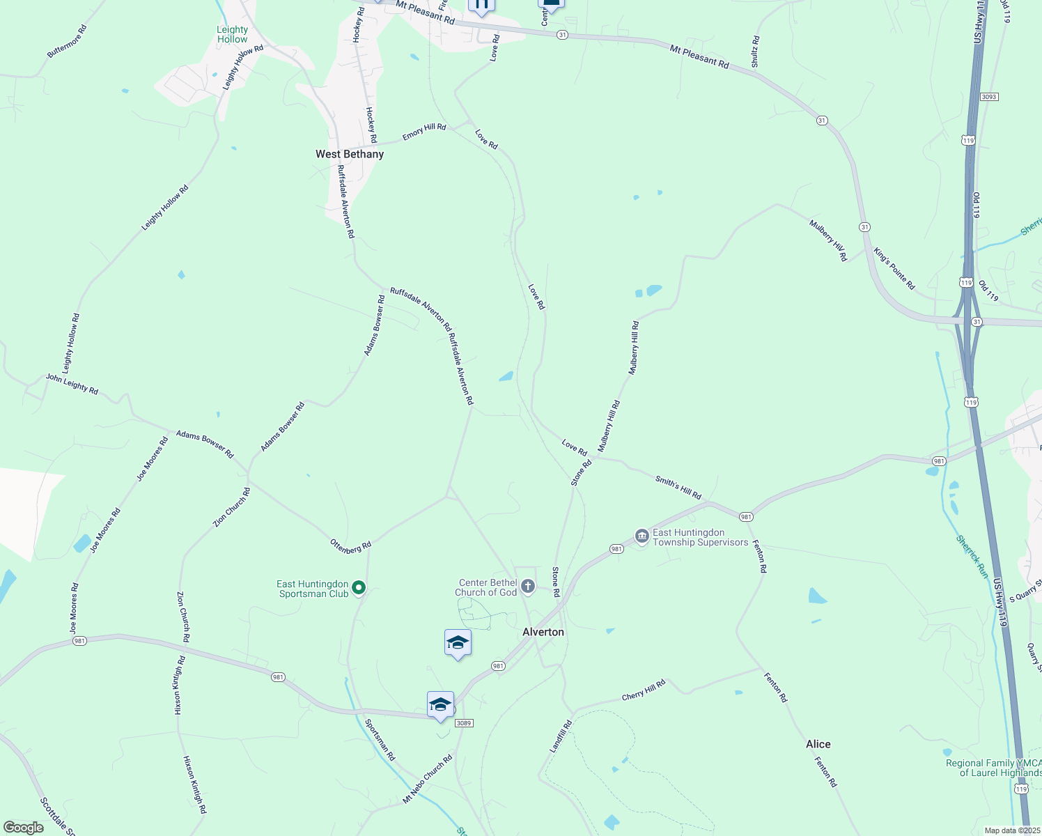 map of restaurants, bars, coffee shops, grocery stores, and more near 224 Huffman Road in Mount Pleasant