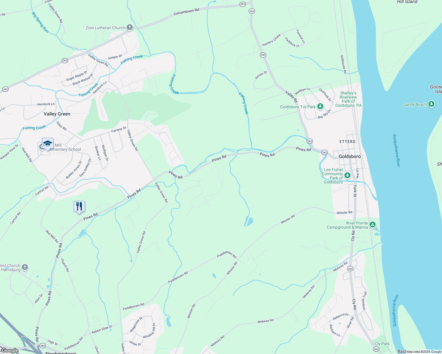 map of restaurants, bars, coffee shops, grocery stores, and more near 470 Pines Road in Goldsboro