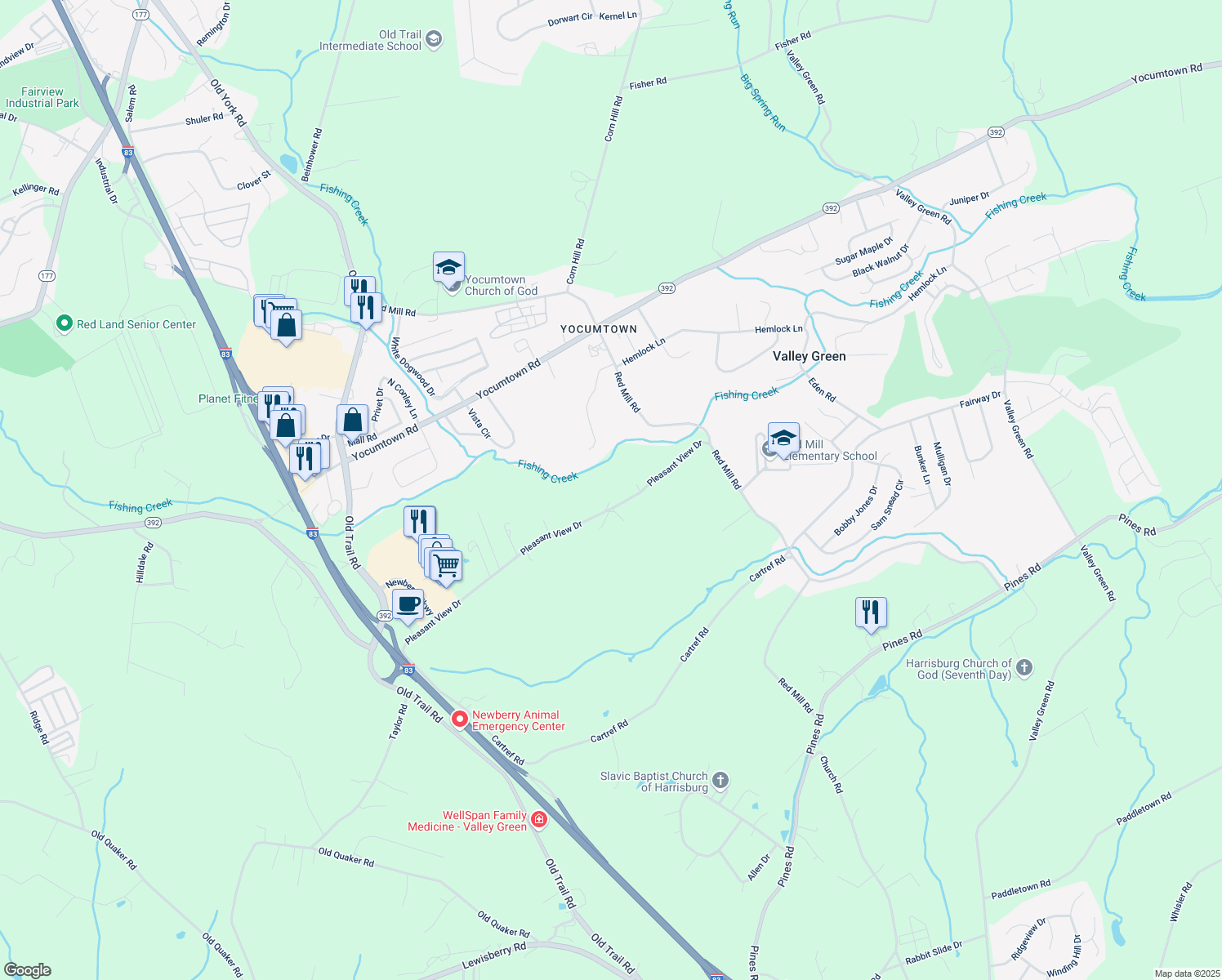 map of restaurants, bars, coffee shops, grocery stores, and more near 165 Pleasant View Drive in Goldsboro