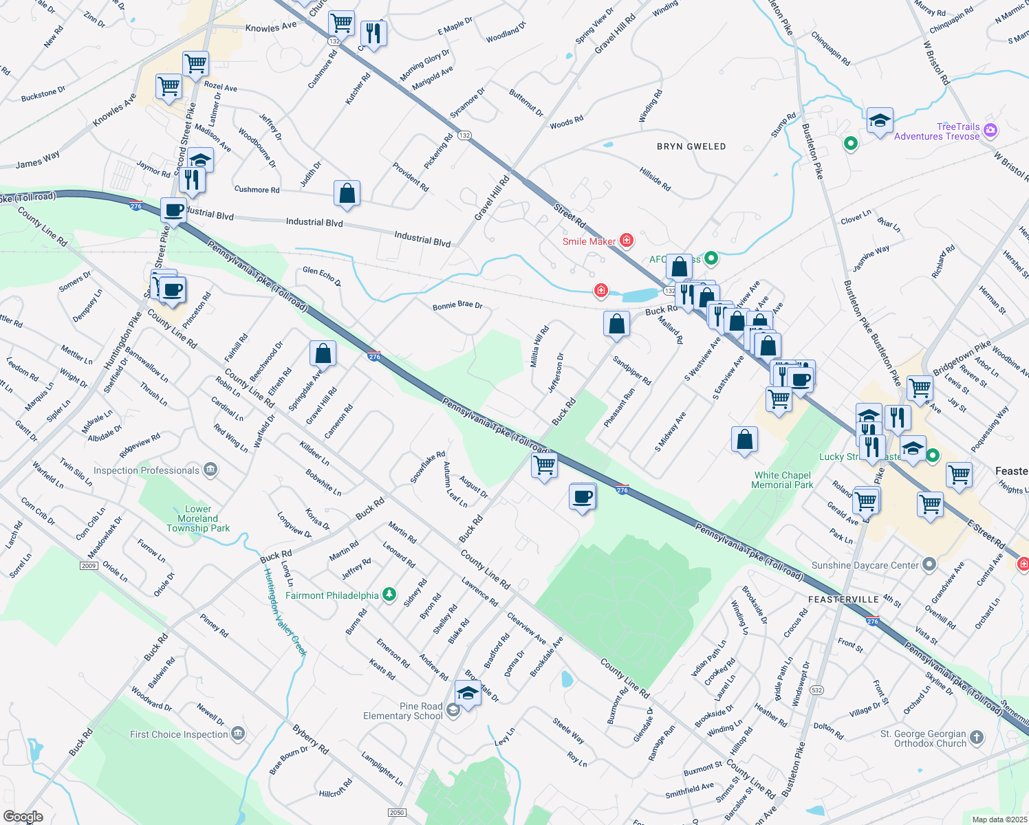 map of restaurants, bars, coffee shops, grocery stores, and more near 1795 Brandywine Drive in Southampton