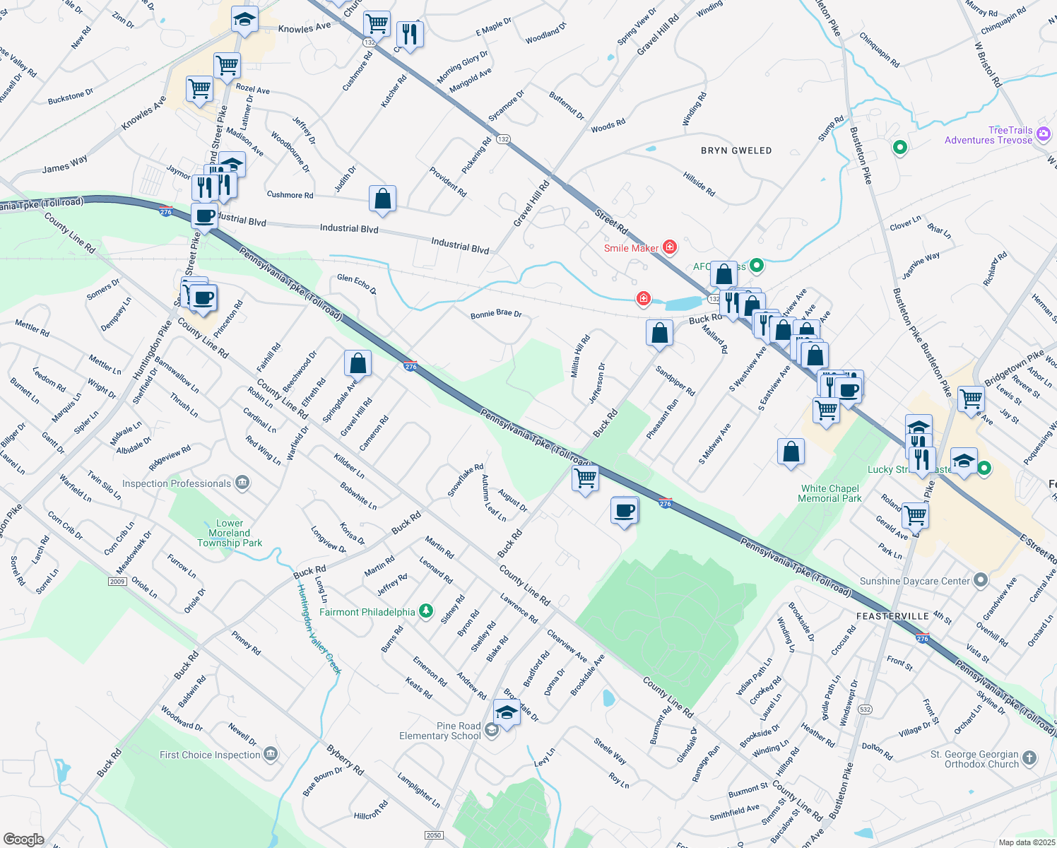 map of restaurants, bars, coffee shops, grocery stores, and more near 1744 Brandywine Drive in Southampton