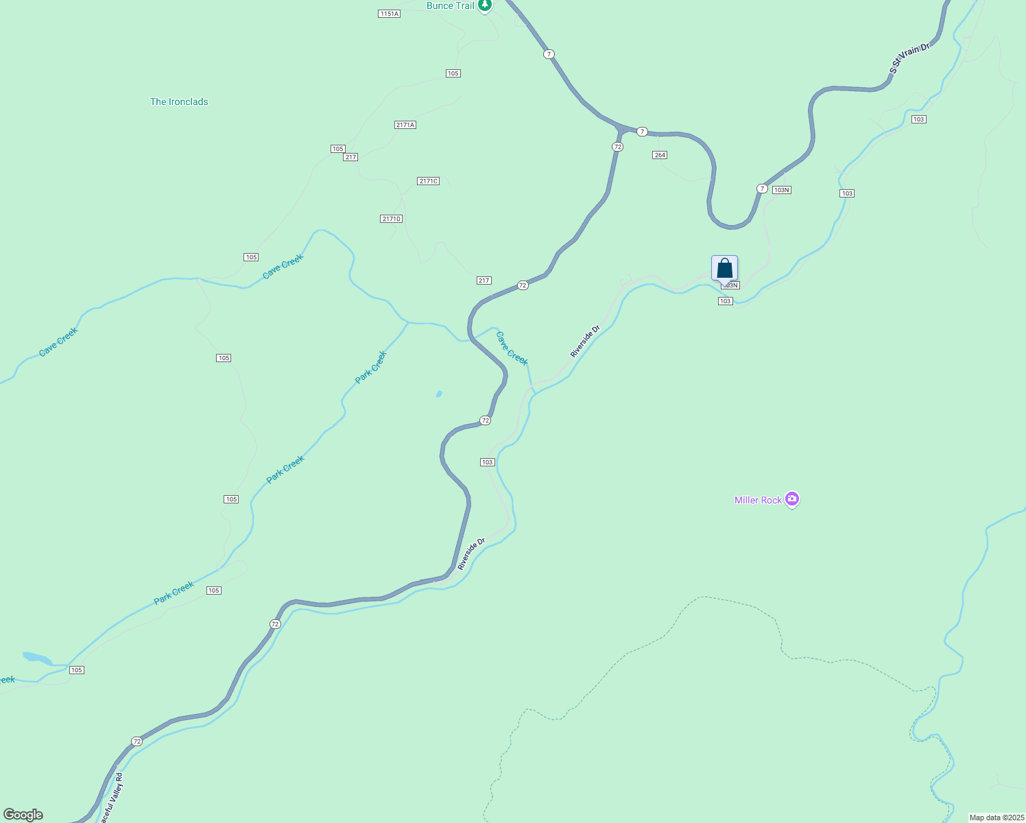 map of restaurants, bars, coffee shops, grocery stores, and more near 3154 Riverside Drive in Lyons