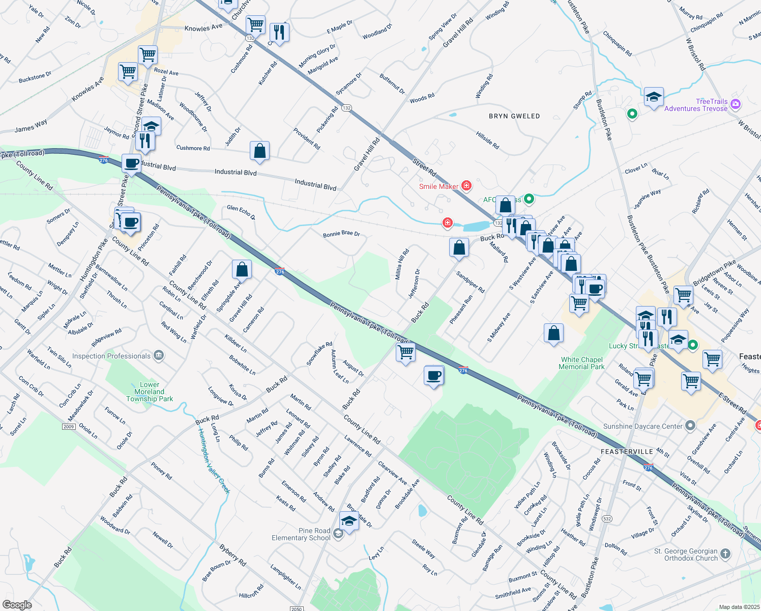 map of restaurants, bars, coffee shops, grocery stores, and more near 1770 Bunkerhill Road in Southampton