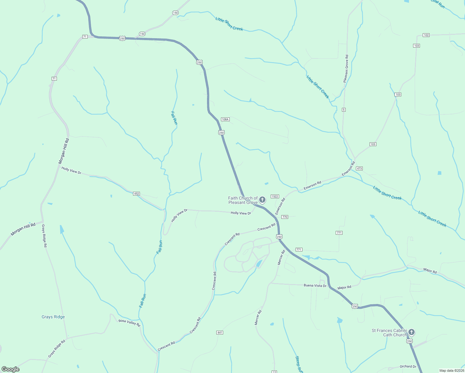 map of restaurants, bars, coffee shops, grocery stores, and more near 73704 Pleasant View Drive in Adena