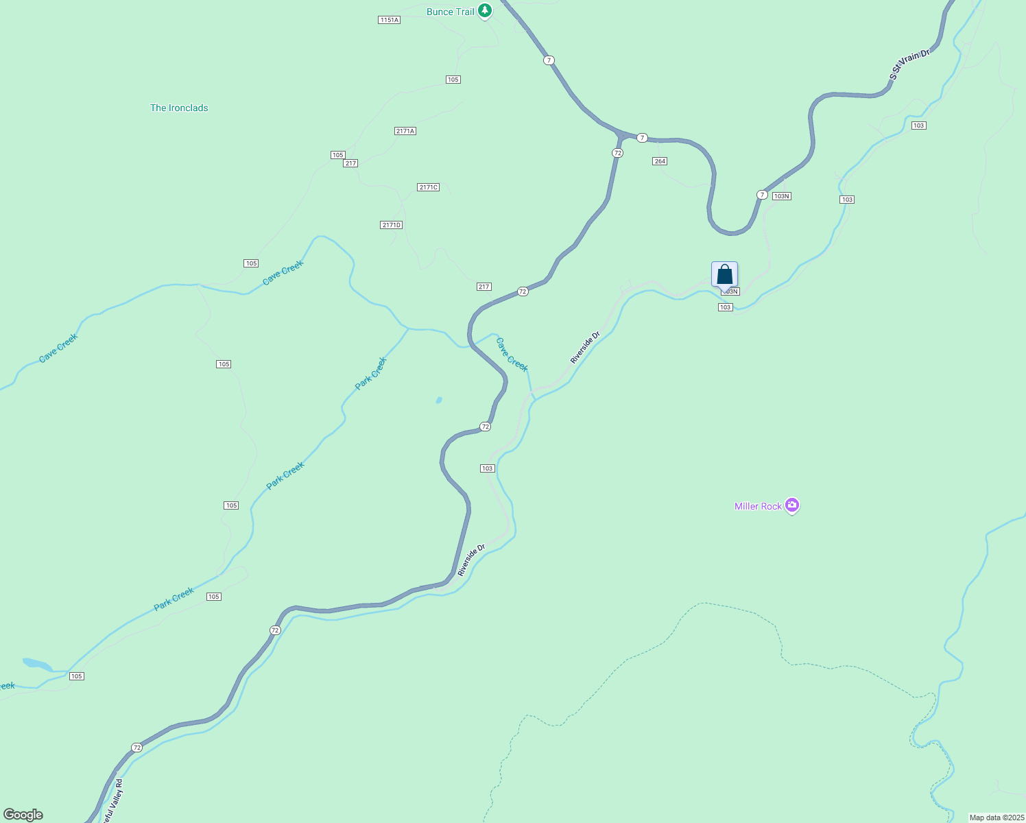 map of restaurants, bars, coffee shops, grocery stores, and more near 3154 Riverside Drive in Lyons